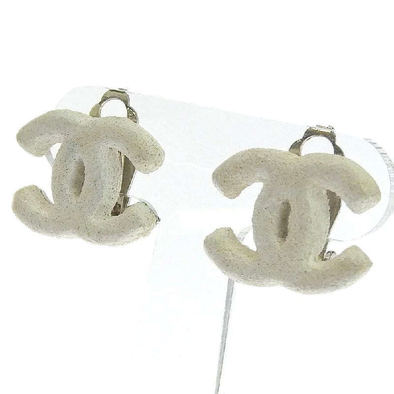 Leverback Drop Earrings for Comfort -CHANEL COCOMARK White 03A  Earrings Manufactured From Metal