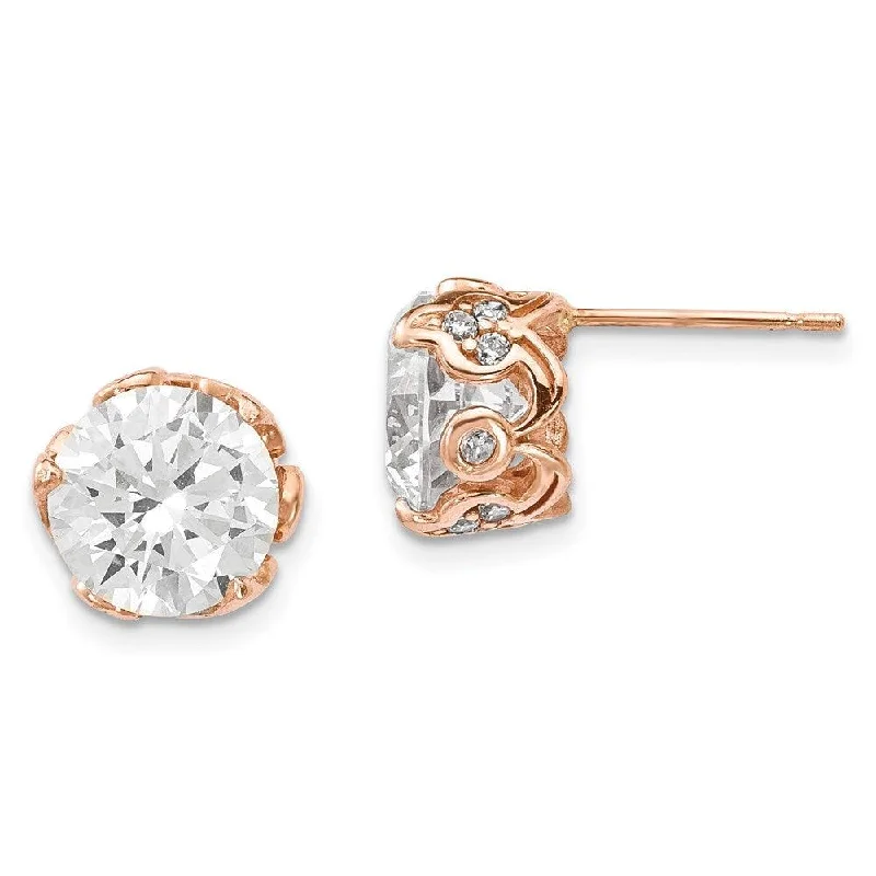 Oval Drop Earrings for Grace -10K Tiara Collection Rose Gold Polished CZ Post Earrings