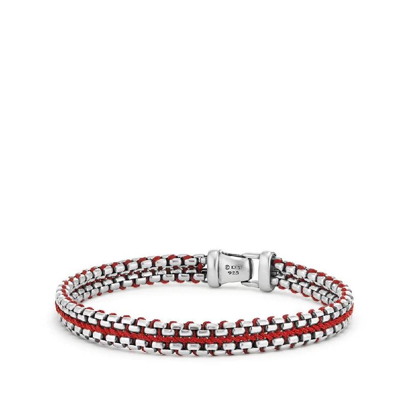 Bracelets with pave ruby for dazzling sparkle -Woven Box Chain Bracelet in Red, Size Medium