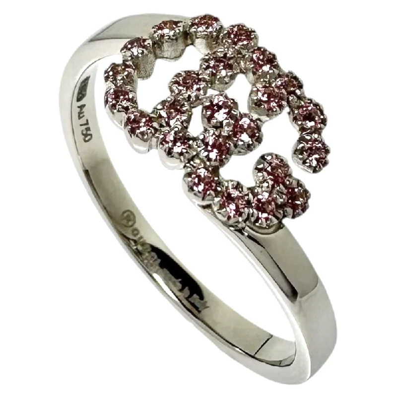 Dainty rings with subtle engraved star motifs -Gucci Pink Topaz Ring K18 White Gold