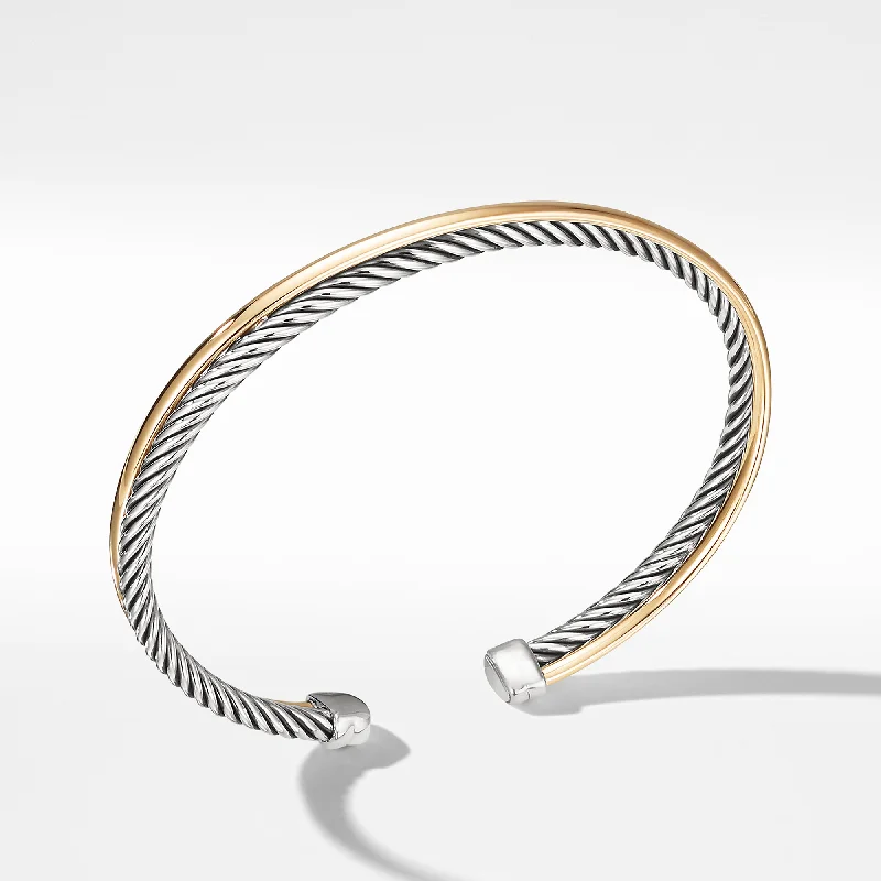 Bracelets with wave engravings for ocean vibes -David Yurman The Crossover® Collection Bracelet in Silver and 18-Karat Yellow Gold