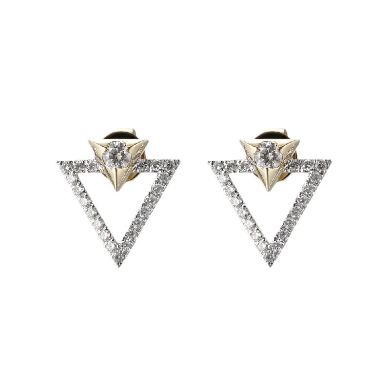 Rings with polished onyx for sleek contrast -14Kt White Yellow Gold Diamond 1/2Ctw Earring