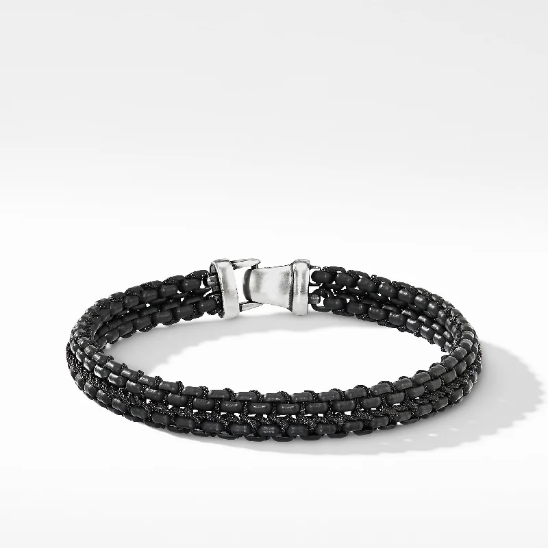 Bangles with mandala engravings for mindfulness -David Yurman The Chain Collection Bracelet in Silver with Stainless Steel