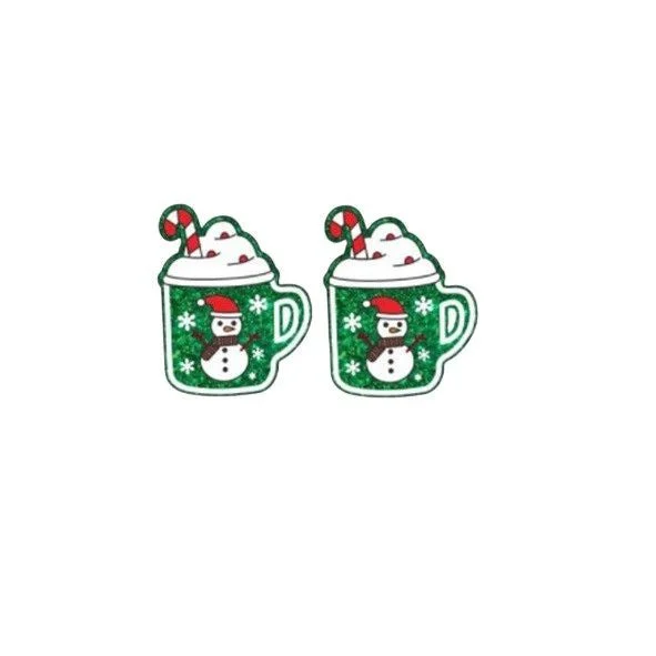 Animal Print Drop Earrings for Fun -Christmas Warm Cup Earrings