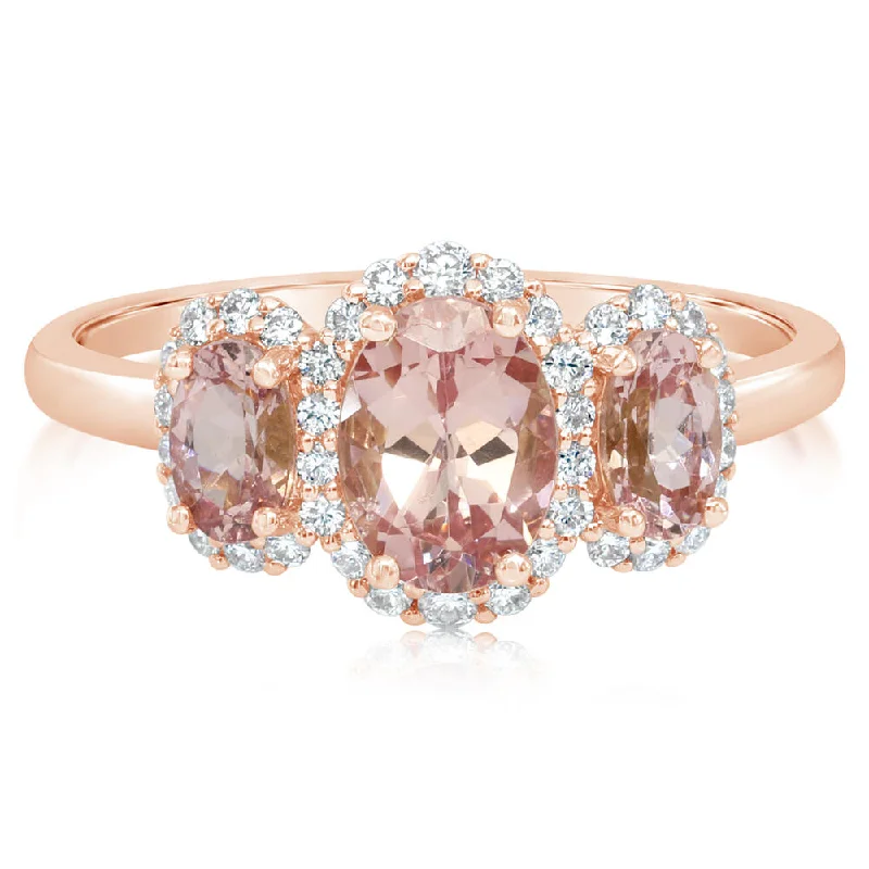 Rings with moonstone gems for ethereal glow -14K Rose Gold Lotus Garnet/Diamond Ring