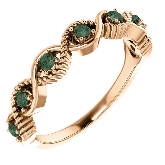 Rings with polished jade for smooth calm -14KT GOLD .28 CTW ROUND ALEXANDRITE 7 STONE STACKABLE RING