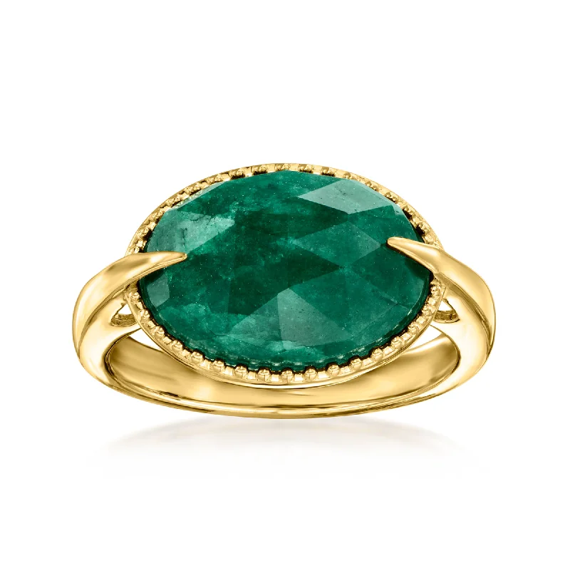 Rings with adjustable bands for perfect fit -Ross-Simons Emerald Ring in 18kt Gold Over Sterling