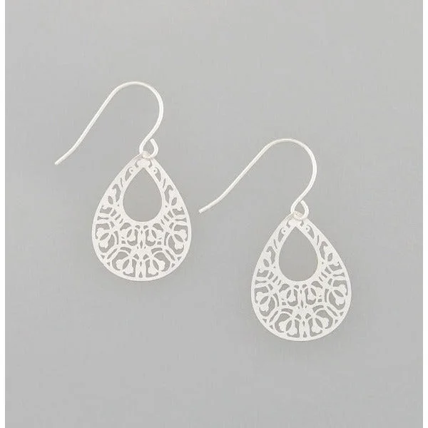 Pearl Drop Earrings for Elegance -Tiger Tree Silver Mini Filigree Teardrop Earrings