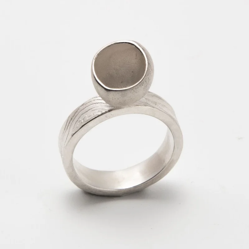 Minimalist rings with tiny diamond dot accents -Fairy Cup Ring on Wood Grain