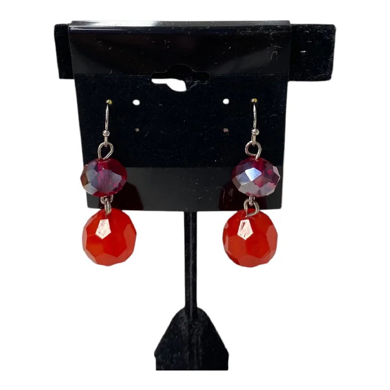 Drop Earrings with Debossed Designs -Earrings Dangle/Drop By Cato In Red