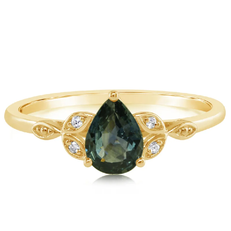 Rings with tiger eye for warm tones -14K Yellow Gold Montana Sapphire/Diamond Ring