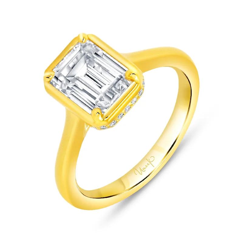 Rings with carved onyx for bold sleekness -0.11ctw Emerald Cut Bezel Engagement Ring