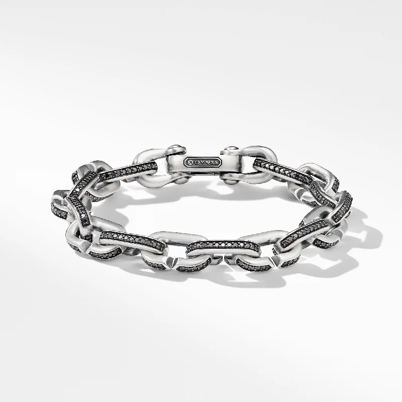 Bangles with vintage oxidized silver for charm -Streamline® Chain Link Bracelet with Black Diamonds, Size Medium