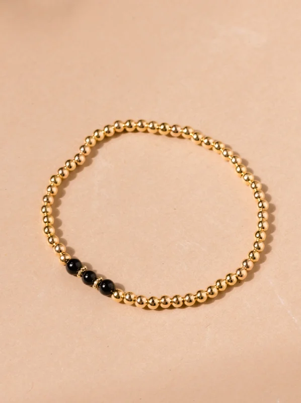 Bangles with interlocking links for uniqueness -Onyx Trio Beaded Bracelet