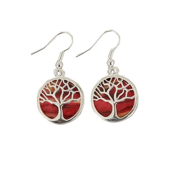 Drop Earrings with Matte Finish -Heathergems Tree of Life Plated Earrings (HE89)