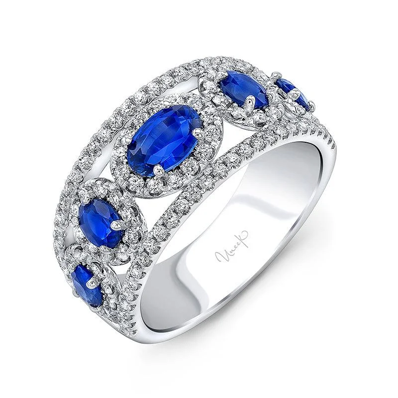 Rings with hematite for sleek metallic sheen -Blue Sapphire, 0.65ctw Diamond Fashion Ring