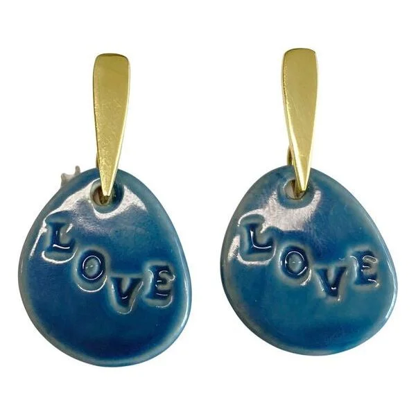 Drop Earrings for Work Attire -Darby LOVE Blue Earrings