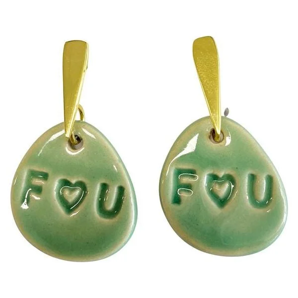 Drop Earrings for Wellness Routine -Darby FU Green Earrings