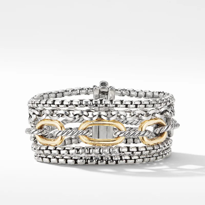 Bangles with labradorite stones for mystic flash -David Yurman The Chain Collection Bracelet in Silver and 18-Karat Yellow Gold