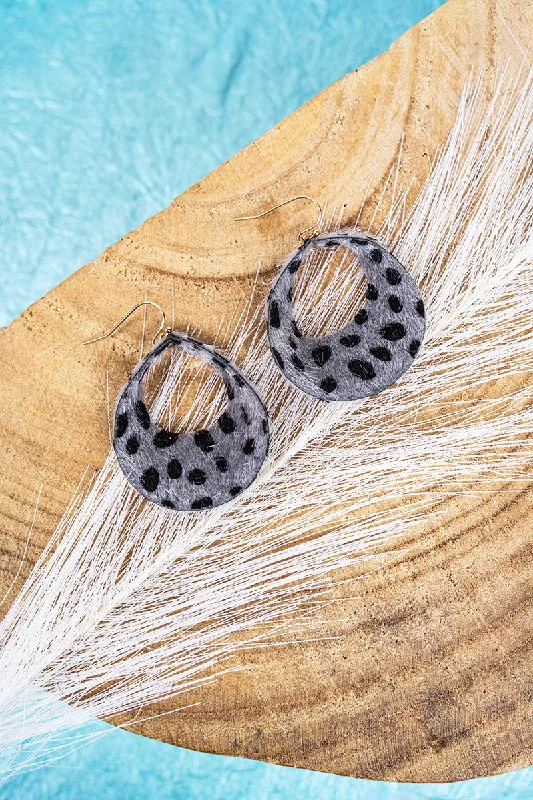 Round Drop Earrings for Classic -SALE! On The Town Gray Cheetah Earrings