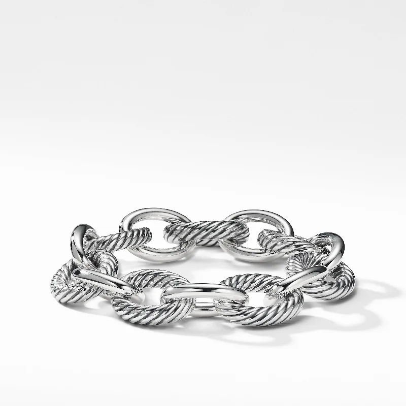 Bracelets with opal gems for iridescent glow -David Yurman The Chain Collection Bracelet in Sterling Silver