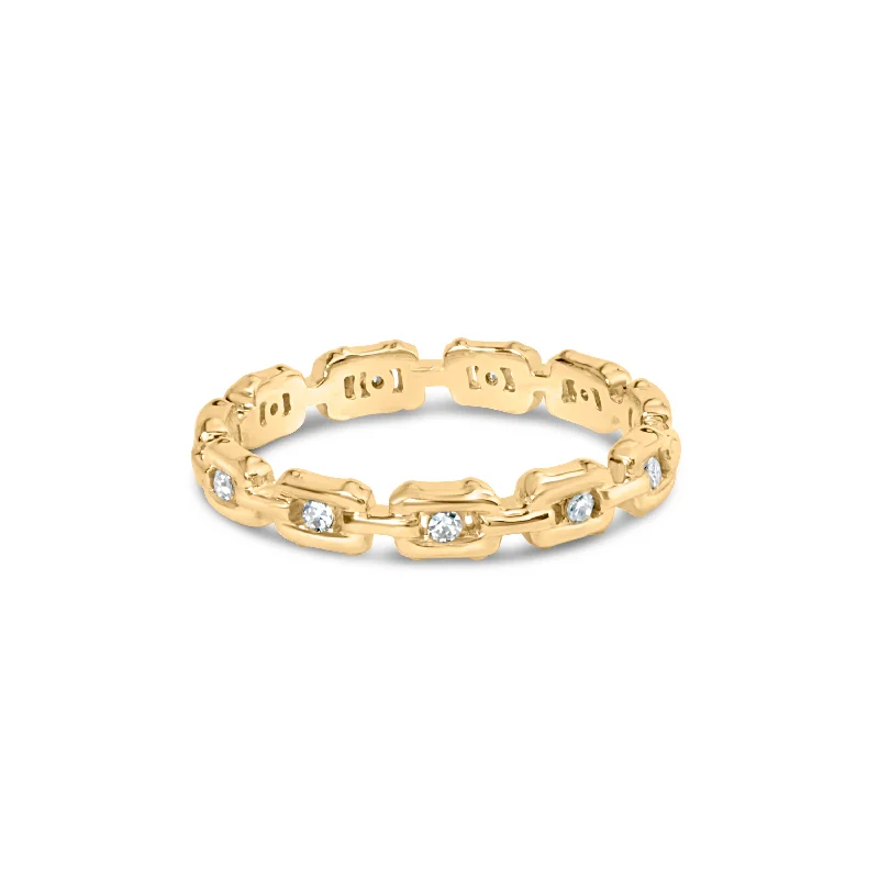 Rings with delicate filigree sapphire settings -10K Yellow Gold 1/10 Cttw Paperclip Style Link Band Ring