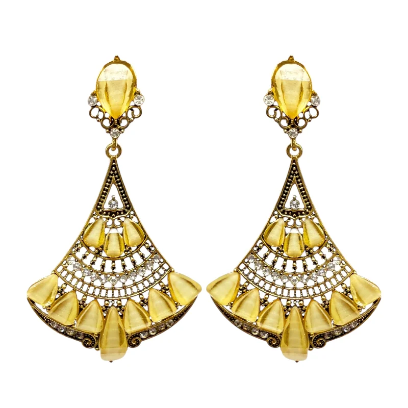 Maximalist Drop Earrings for Bling -Yellow Statement Earrings Dangle/drop By Unbranded