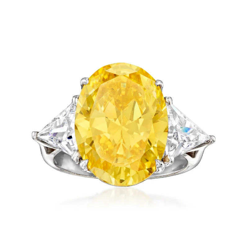 Rings with wave patterns for ocean vibes -Ross-Simons Simulated Yellow Sapphire Ring With Czs in Sterling Silver