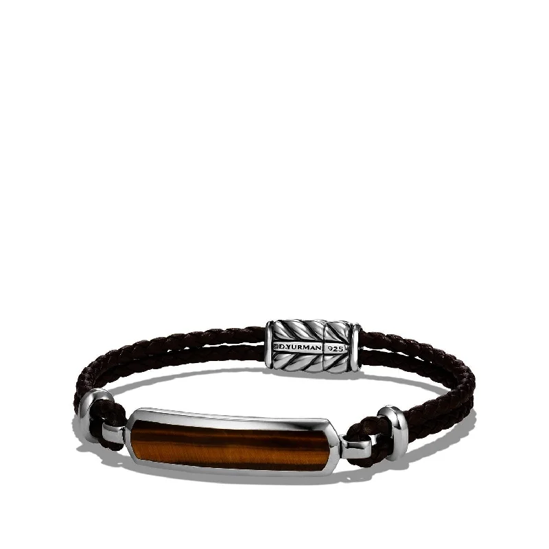 Bracelets with branch patterns for nature flair -Station Brown Leather Bracelet with Tiger's Eye