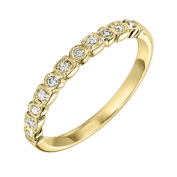 Stackable rings with mixed metal finishes -14KT YELLOW GOLD DIAMOND (1/10 CTW) RING