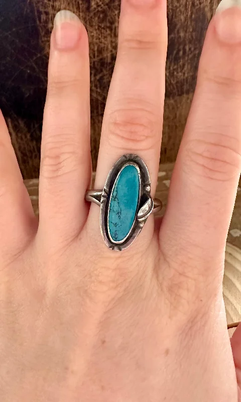 Rings with engraved constellations for stargazers -FRAMED VINTAGE TURQUOISE Ring • Size 8