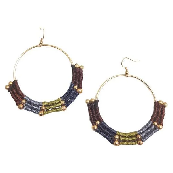 Studded Drop Earrings with Gemstones -Saya Hoop Multicolour Earrings