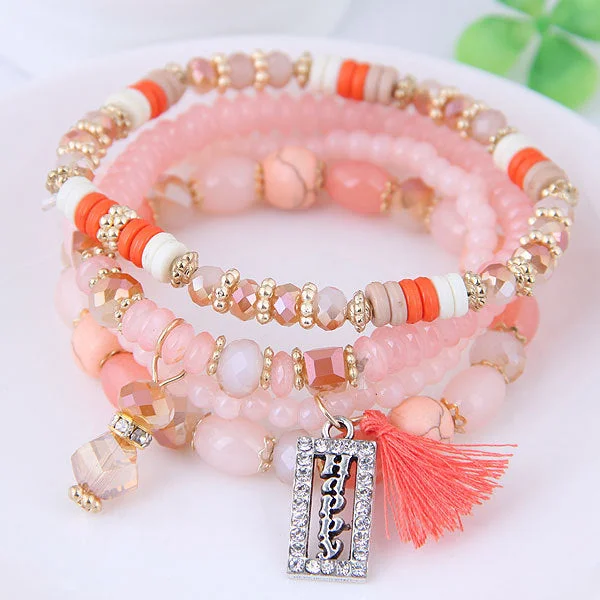 Bracelets with faceted aquamarine for sea glow -Wholesale Crystal Beads Alloy Bracelet