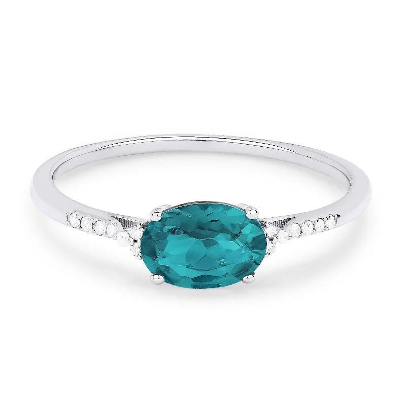 Rings with lapis lazuli for rich blue -14K White Gold,created Tourmaline Paraiba Ring