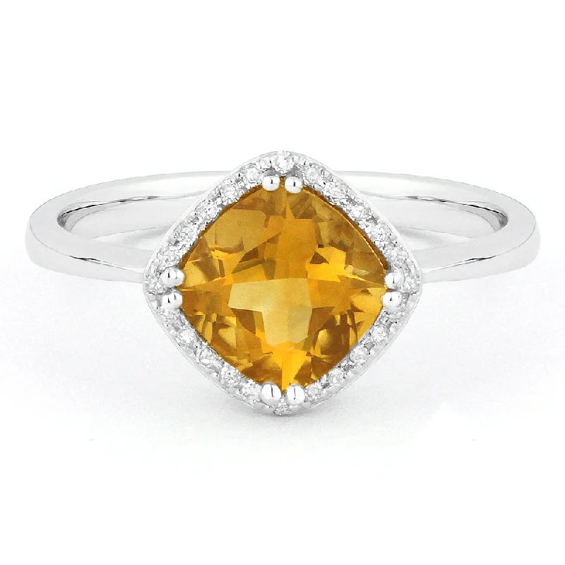 Rings with tiger eye for warm tones -14K White Gold,citrine Ring