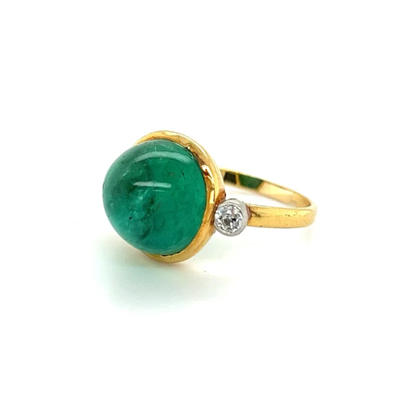 Rings with etched floral bands for detail -One-of-a-kind Colombian Emerald Cocktail Ring