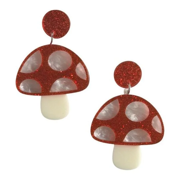 Drop Earrings for Party Look -Pop Toadstools Red Earrings