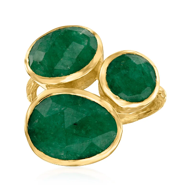 Rings with pave ruby for dazzling sparkle -Ross-Simons Emerald Ring in 18kt Gold Over Sterling