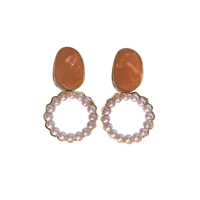 Nickel Free Drop Earrings for Safety -Issie Pendant Drop Hoop Coral Earrings