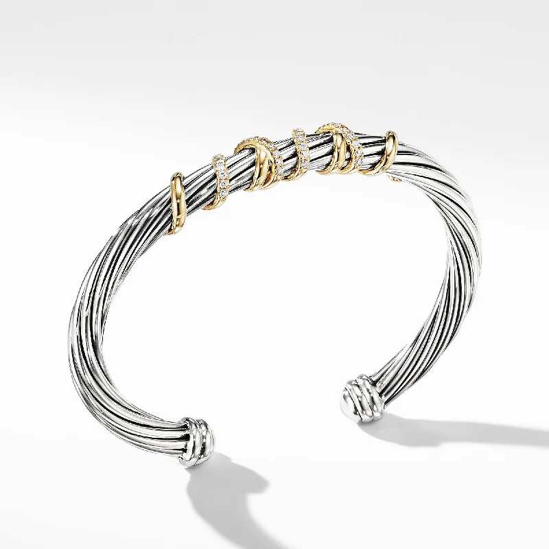 Bangles with raw citrine for sunny charm -Helena Center Station Bracelet with 18K Gold and Diamonds, Size Large