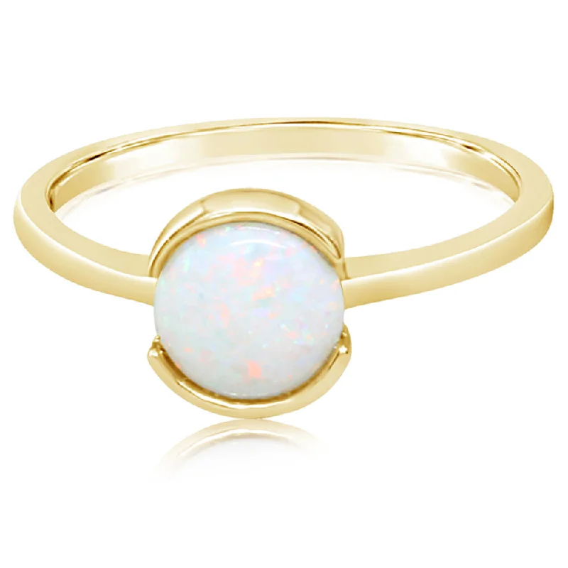 Rings with vine-wrapped bands for nature -14K Yellow Gold Australian Opal Ring