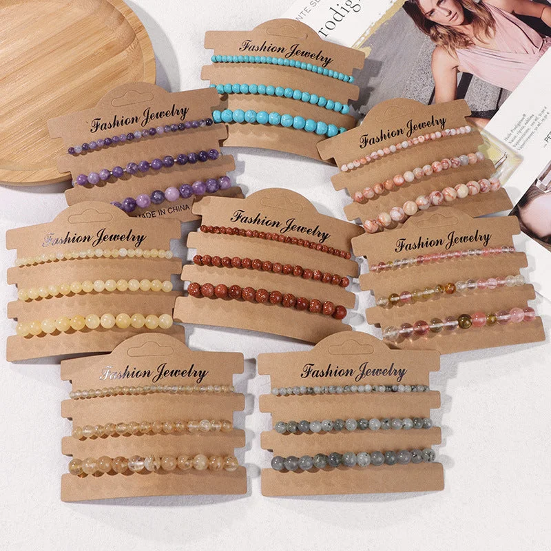 Bangles with gothic-inspired engravings for drama -Wholesale 4mm6mm8mm Natural Stone Beads Bracelet