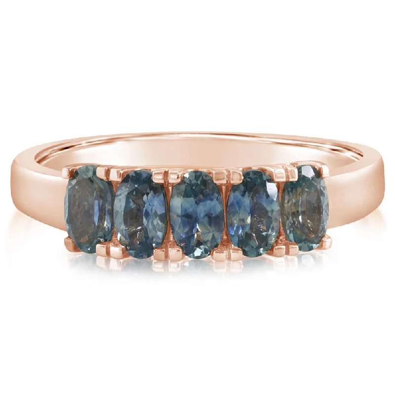 Rings with bezel-set peridot for safety -14K Rose Gold Montana Sapphire Ring