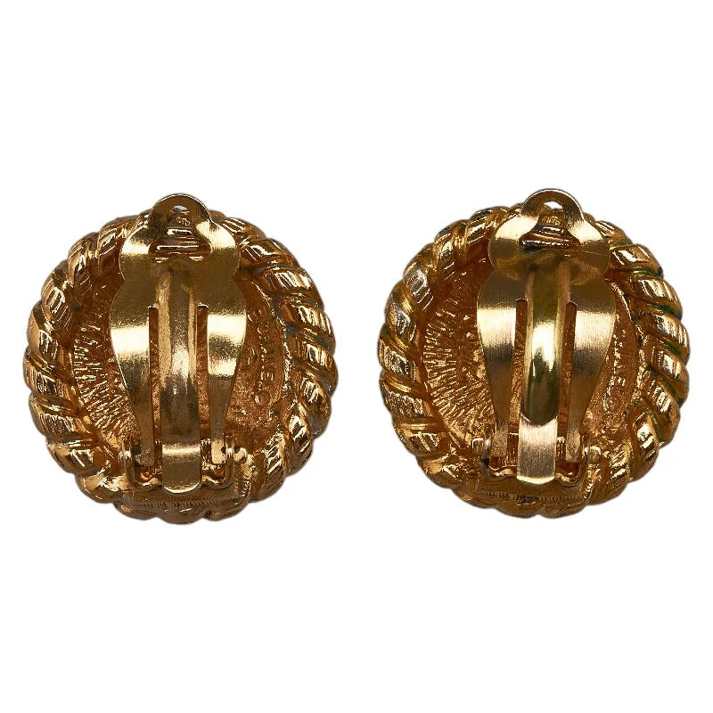 Maximalist Drop Earrings for Bling -Chanel Cocomark Chain Motif Earrings Gold  Ladies Chanel