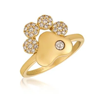 Rings with lotus flower engravings for peace -14K Y/G RING 0.34 DIA