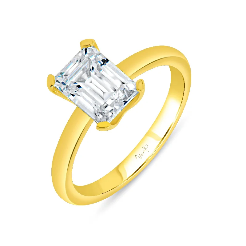 Rings with moonstone gems for ethereal glow -18K Gold Emerald Cut Solitaire Engagement Ring