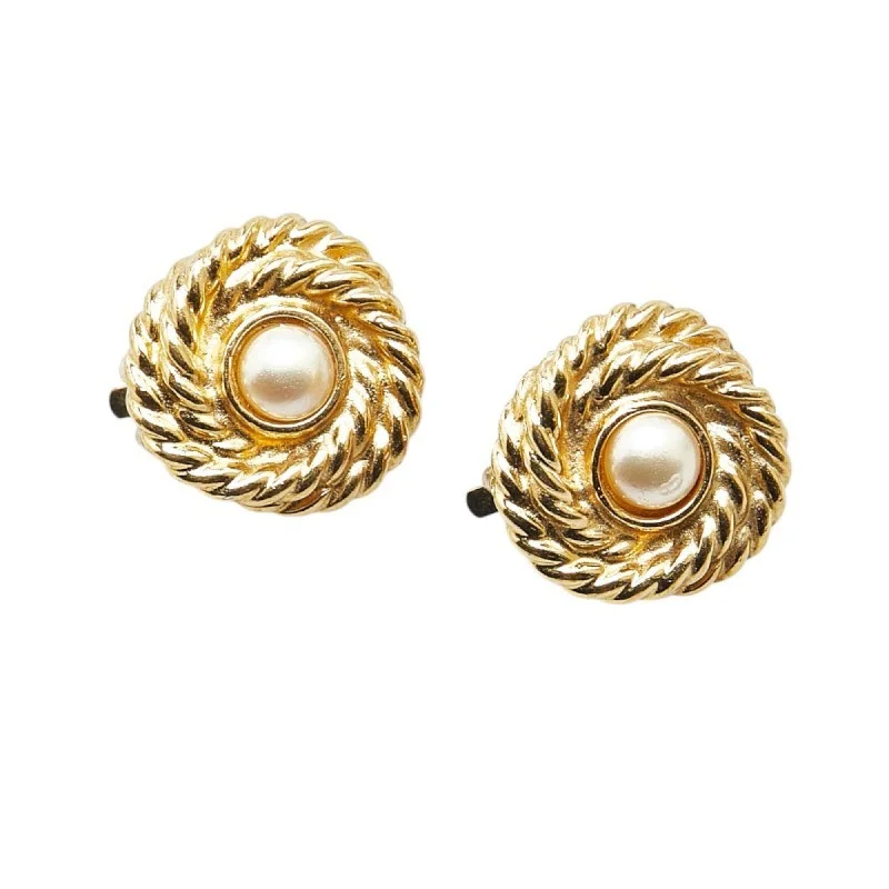 Push Back Drop Earrings for Convenience -Celine  Artificial ivory  Plating Clip Earrings (Pre-Owned)