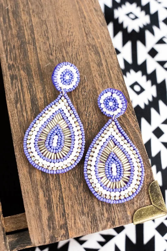 Drop Earrings for Travel Look -SALE! Sterling Heights Lavender Multi Seed Bead Earrings