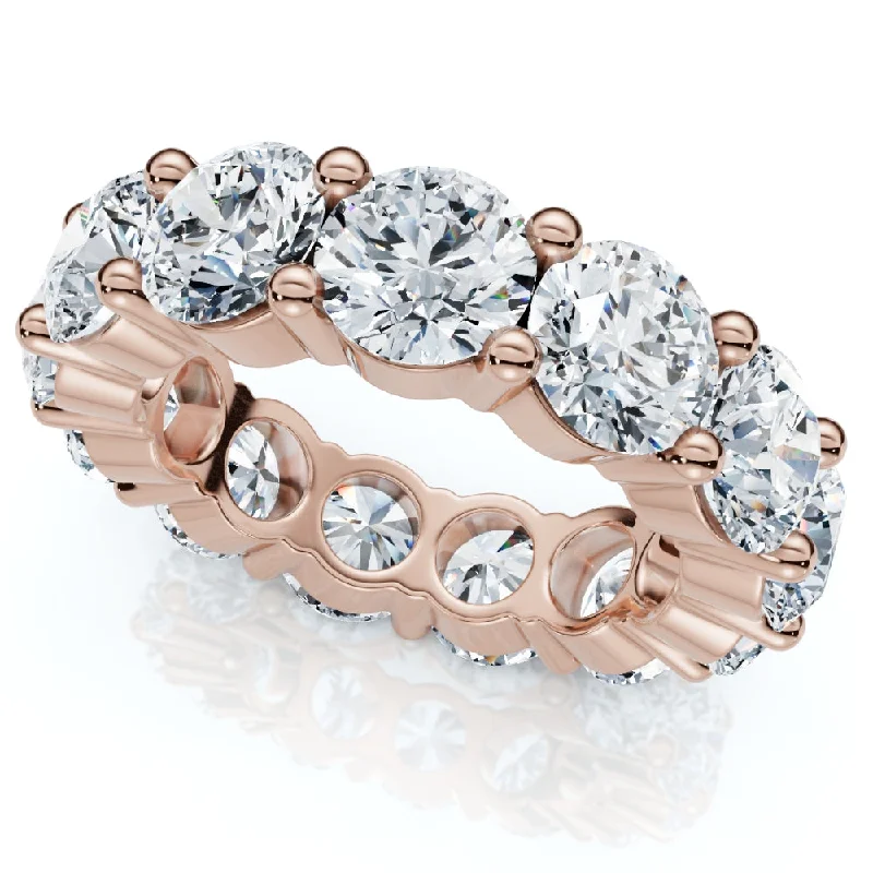 Rings with delicate filigree sapphire settings -7Ct Diamond Round Cut Eternity Ring 14k Gold Lab Grown Anniversary Band