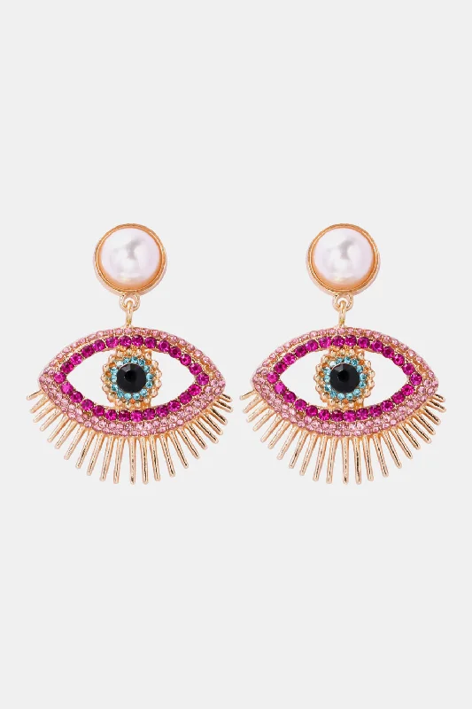 Gemstone Drop Earrings for Color -Evil Eye Shape Rhinestone Zinc Alloy Synthetic Dangle Earrings